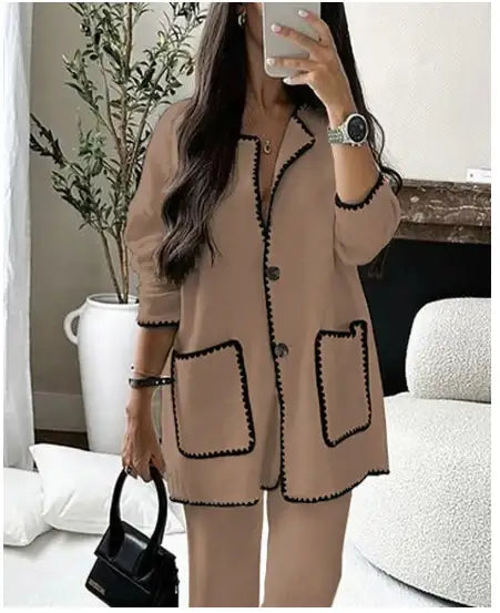 Damen Zweiteiler Set – Modischer Lässiger Lockerer Einfarbiger Anzug - Damenmode online kaufen | Isabell Boutique