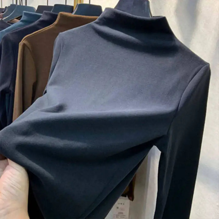Dunkelblaue Rollkragenpullover für Damen, schlicht, Basic-Style, IsabellBoutique030