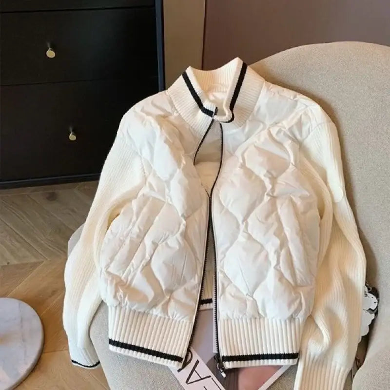 Neu retro-inspirierte, gestrickte Damen-Steppjacke im amerikanischen Stil - Damenmode online kaufen | Isabell Boutique