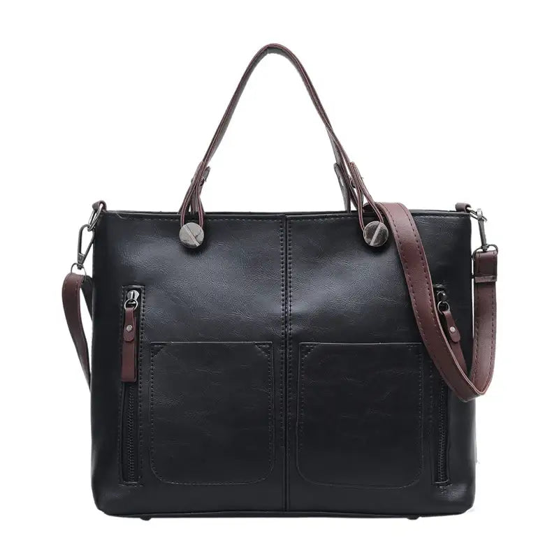 Retro PU-Ölleder Handtasche mit Doppelter Tasche – Modische Schulter- und Crossbody-Tasche - Damenmode online kaufen | Isabell Boutique
