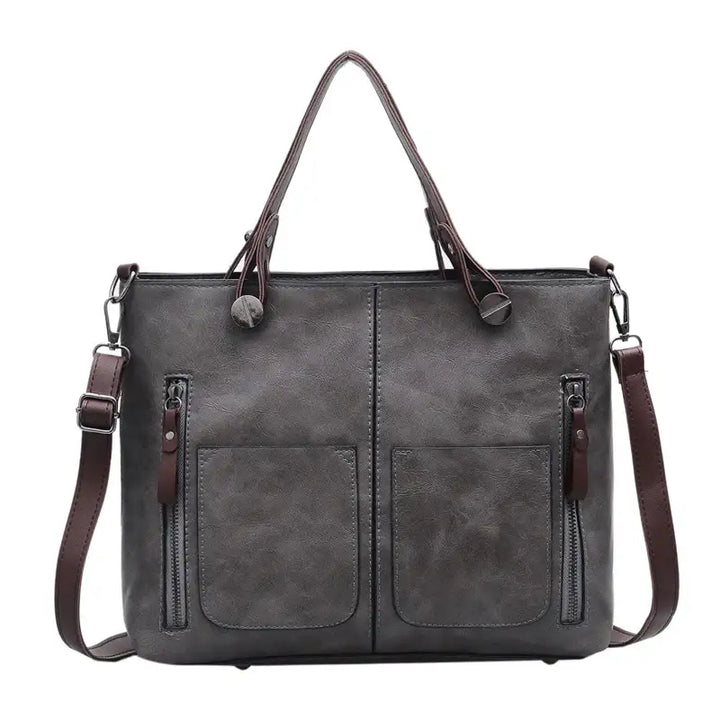 Retro PU-Ölleder Handtasche mit Doppelter Tasche – Modische Schulter- und Crossbody-Tasche - Damenmode online kaufen | Isabell Boutique