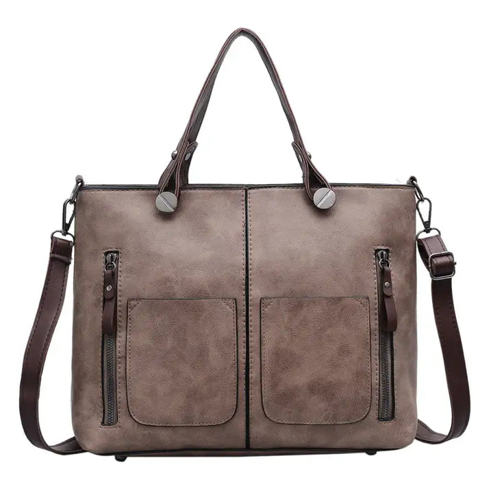 Retro PU-Ölleder Handtasche mit Doppelter Tasche – Modische Schulter- und Crossbody-Tasche - Damenmode online kaufen | Isabell Boutique