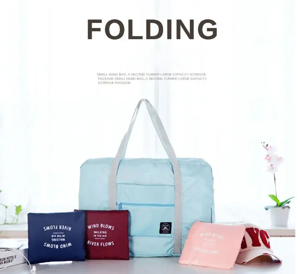 Hellblaue Klapptasche mit kleineren Taschen, faltbar, für Damen, IsabellBoutique030