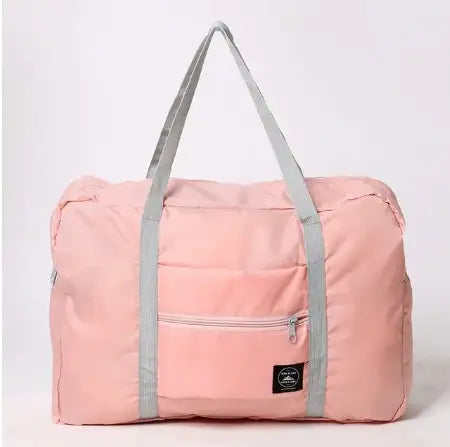 Rosa Reisetasche mit grauen Henkeln, modisch und leicht. IsabellBoutique030