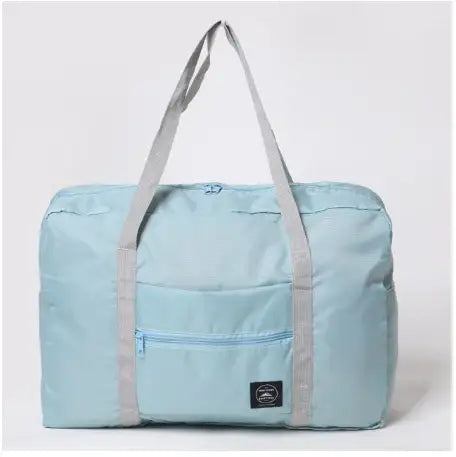 Hellblaue Reisetasche mit grauen Henkeln, lässiger Stil, IsabellBoutique030