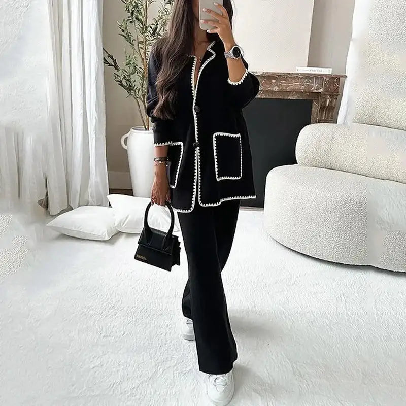 Damenmode Casual Locker Einfarbiger Zweiteiliger Anzug-Set - Damenmode online kaufen | Isabell Boutique
