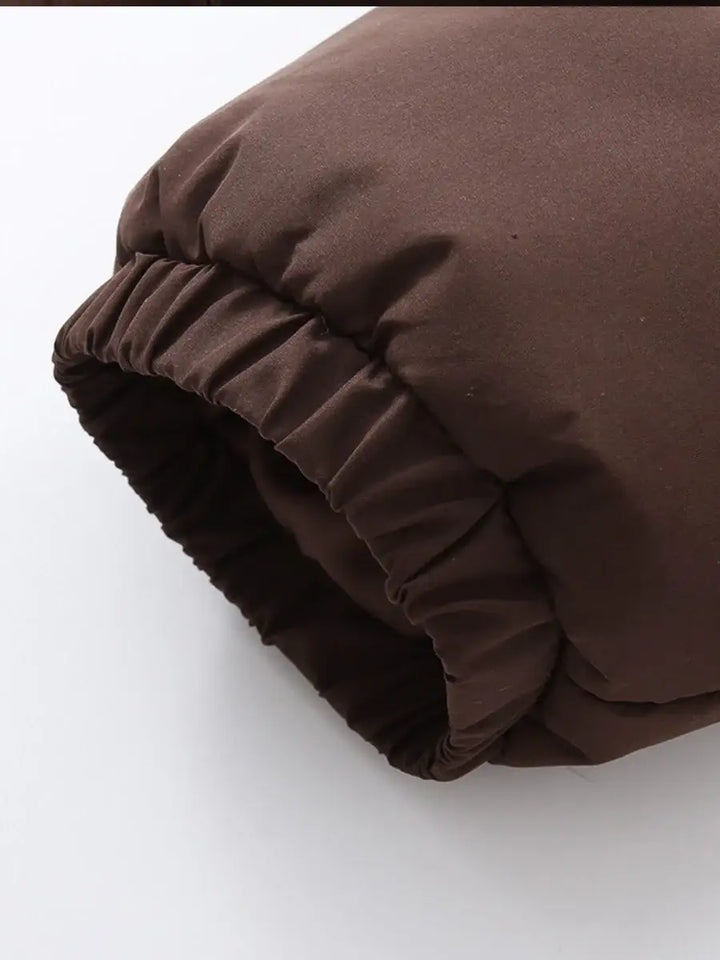 Braune gesteppte Jackenärmel mit elastischem Bund, Damenmode bei IsabellBoutique030