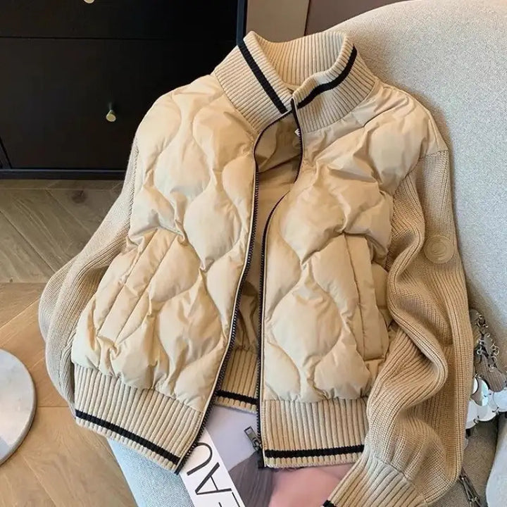 Neu retro-inspirierte, gestrickte Damen-Steppjacke im amerikanischen Stil - Damenmode online kaufen | Isabell Boutique
