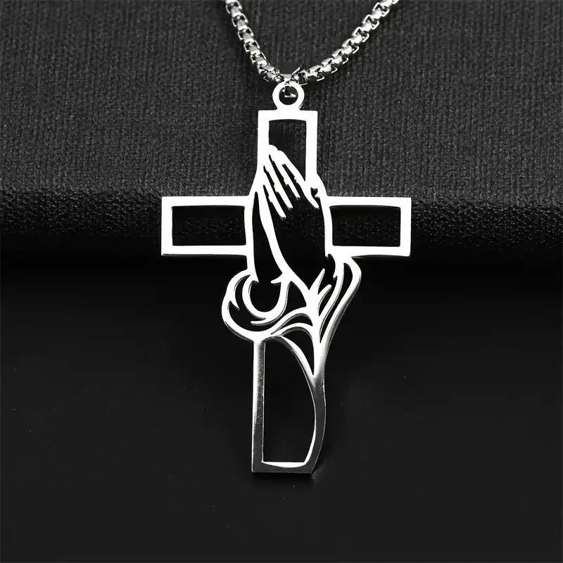 Kreuz-Halskette Silber Gebet Hände Anhänger, IsabellBoutique030