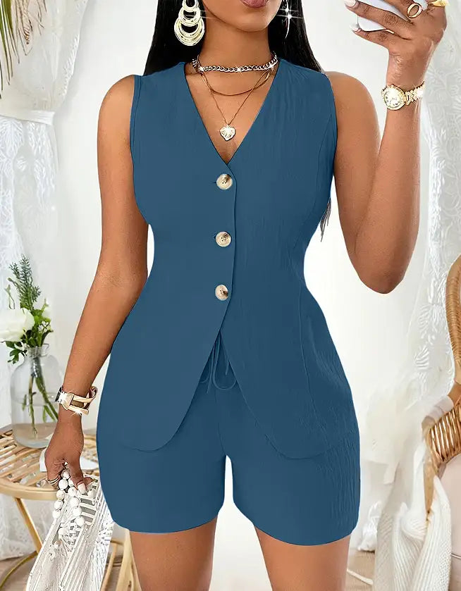 Modische und bequeme Damenbluse im europäischen und amerikanischen Stil mit Schnürdetail und kurzen Ärmeln - Damenmode online kaufen | Isabell Boutique