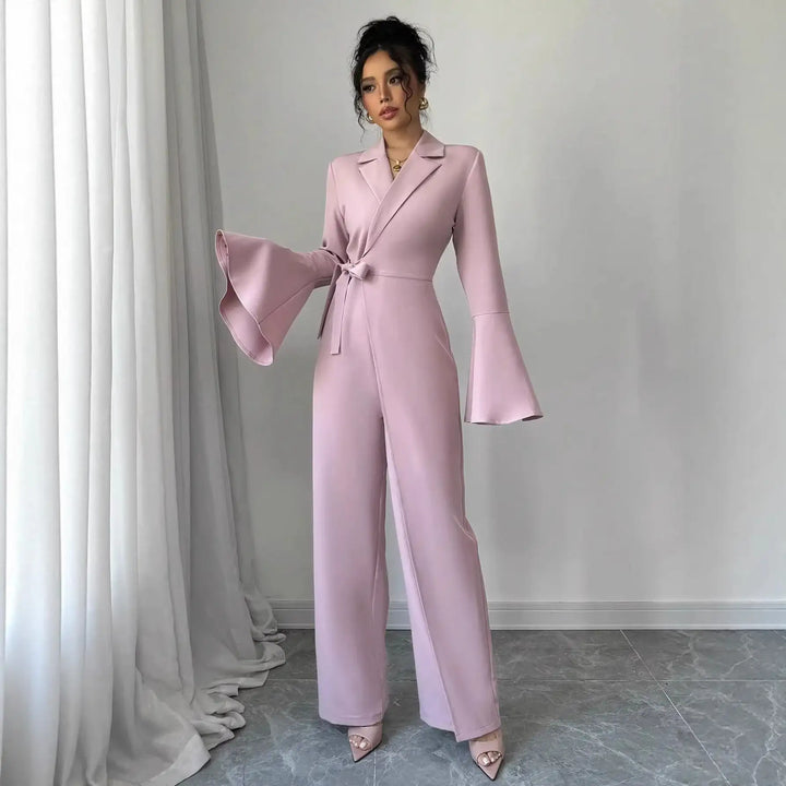 Rosafarbener Jumpsuit mit weiten Ärmeln, IsabellBoutique030