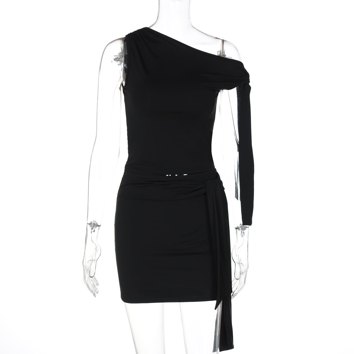 Damenmode Anzug mit diagonalem Kragen und Schnürung, schmale Passform