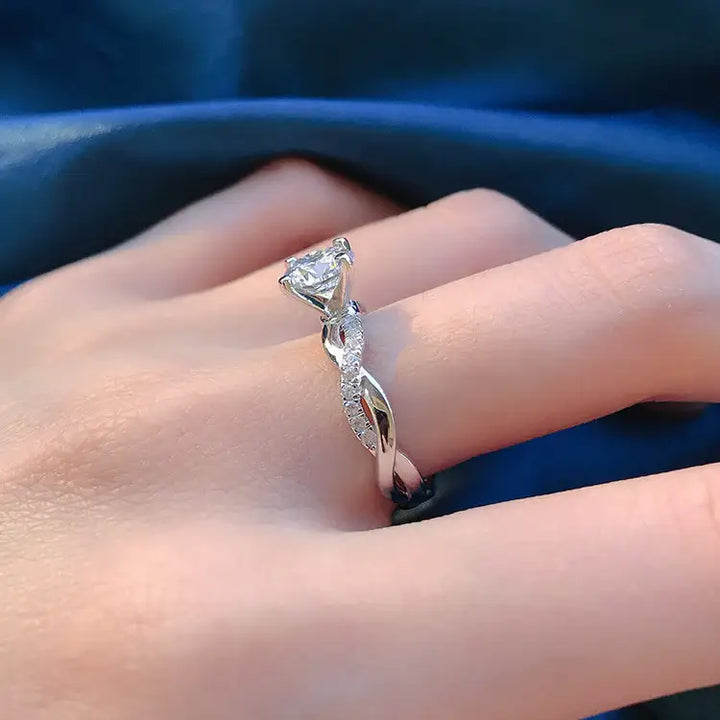 Mujing Jewelry S925 Silber Gedrehter Runder Verlobungsring - Damenmode online kaufen | Isabell Boutique