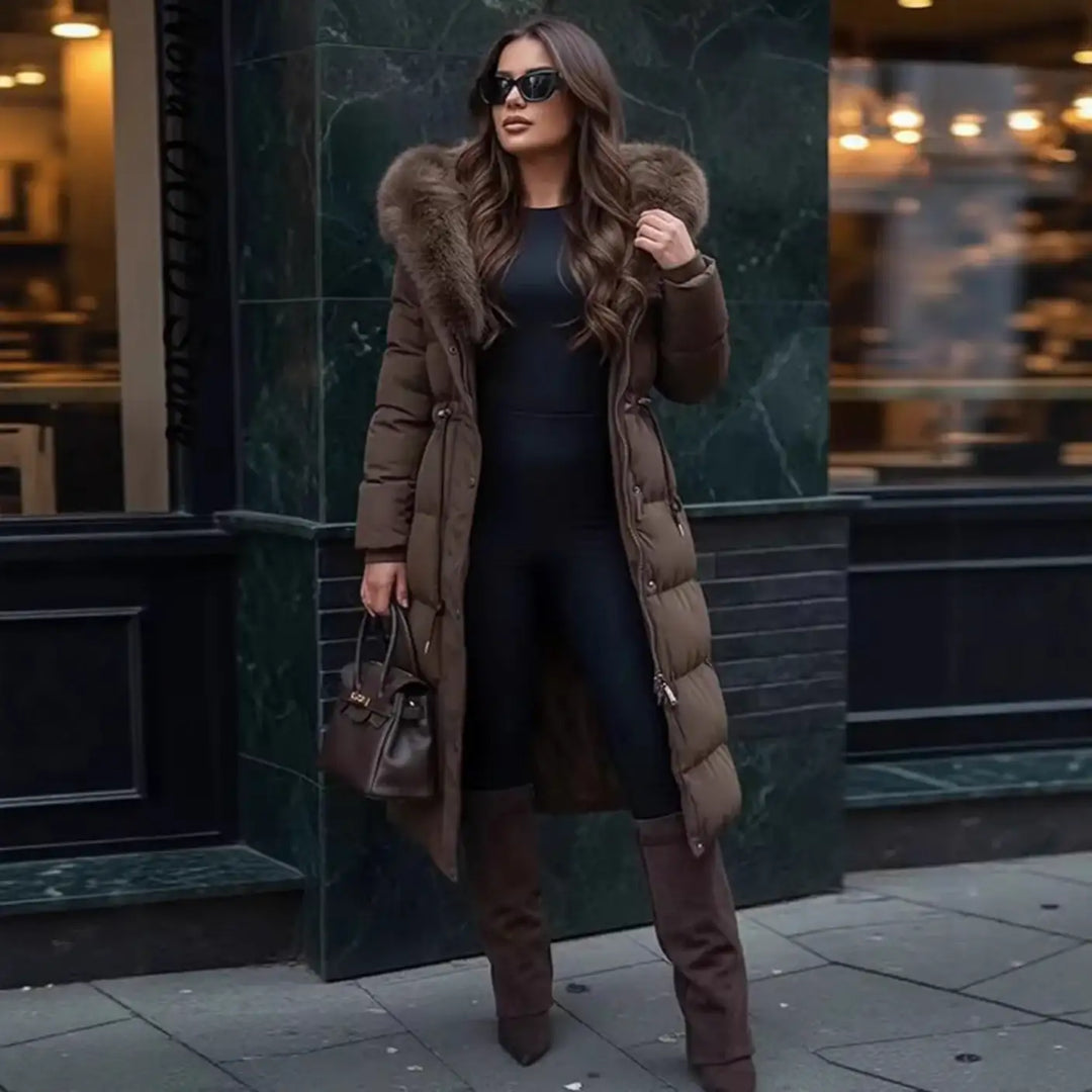Stilvoller, warmer Damenmantel mit Pelzkragen - Damenmode online kaufen | Isabell Boutique
