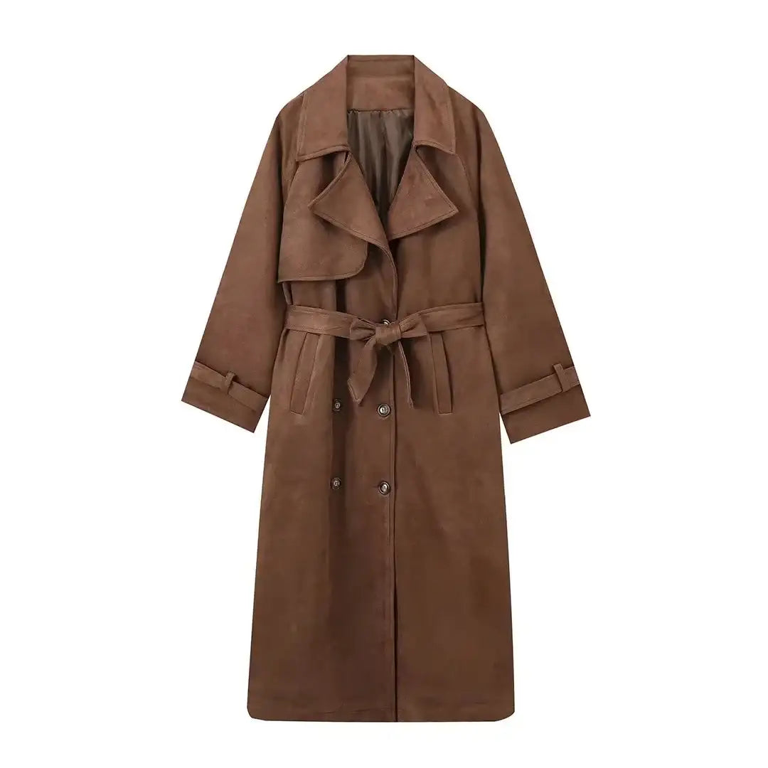 Damen-Trenchcoat im europäischen und amerikanischen Stil mit Doppelknopfleiste und Reverskragen - Damenmode online kaufen | Isabell Boutique