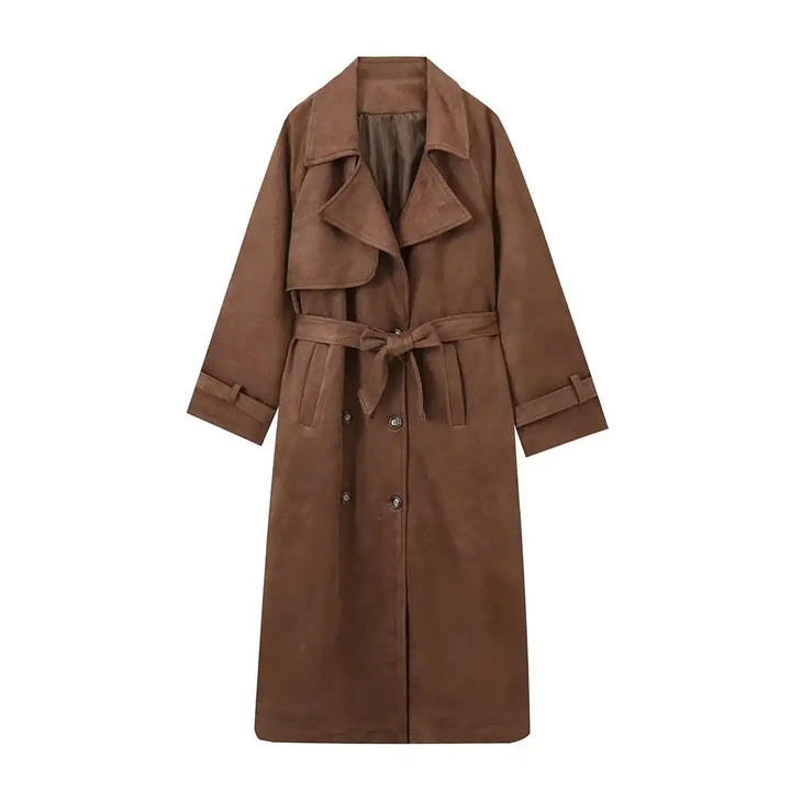 Damen-Trenchcoat im europäischen und amerikanischen Stil mit Doppelknopfleiste und Reverskragen - Damenmode online kaufen | Isabell Boutique