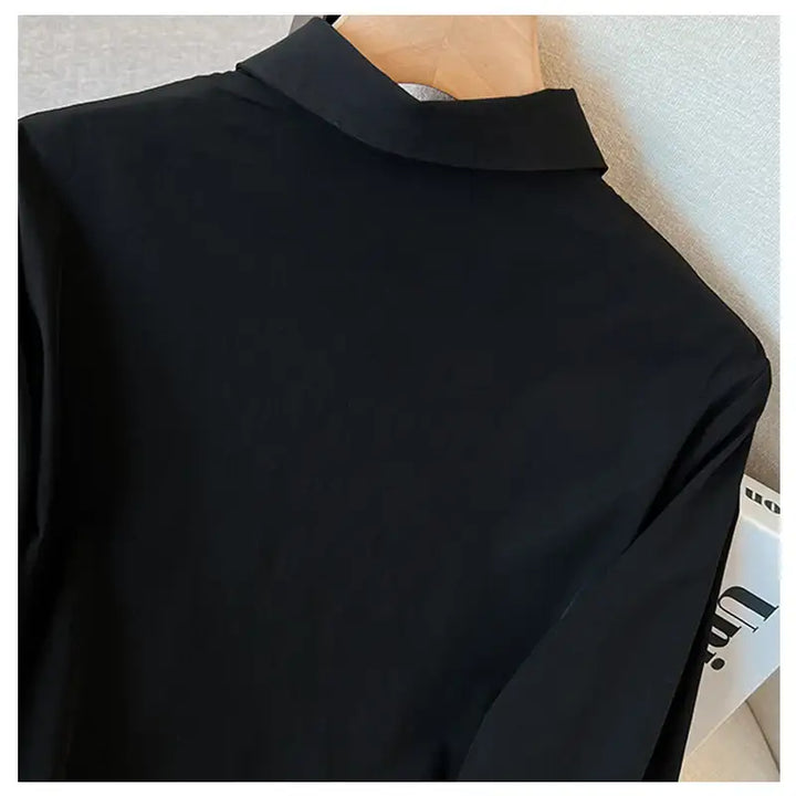 Schwarze Damenbluse mit Kragen, elegante Mode, IsabellBoutique030