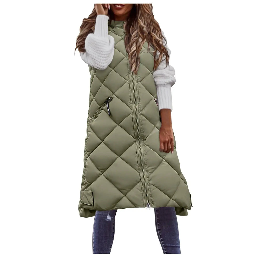 Steppweste in Olivgrün mit Reißverschluss, Damenmode von IsabellBoutique030