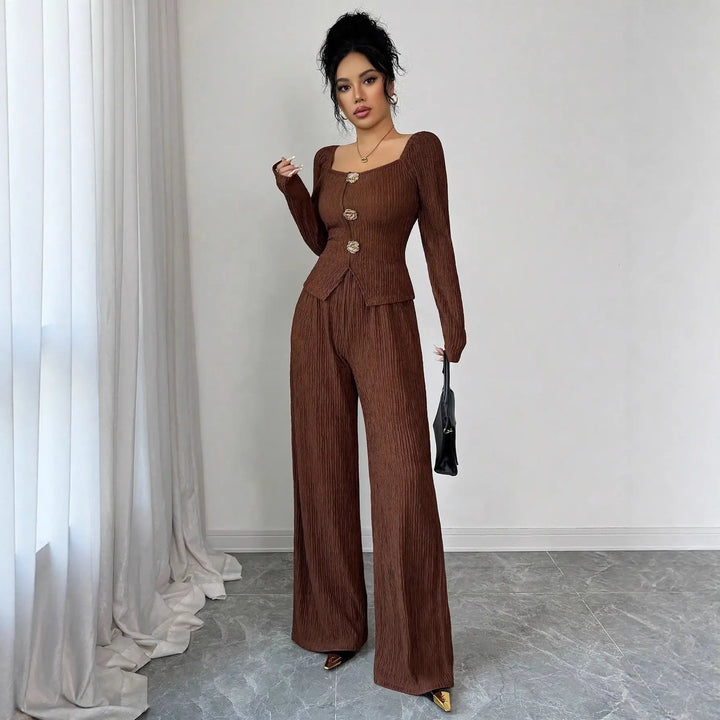 Modischer Damenanzug in Slim-Fit mit Metall-Rosen-Schnalle - Damenmode online kaufen | Isabell Boutique