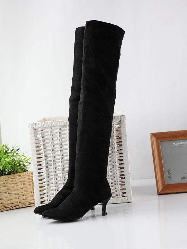Damen Wildlederstiefel in Übergröße mit hohem Schaft - Damenmode online kaufen | Isabell Boutique