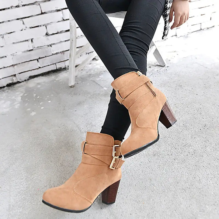 Damen High Heels Pumps – Leder, warm gefüttert, Herbst/Winter, Freizeit, knöchelhohe Stiefeletten - Damenmode online kaufen | Isabell Boutique