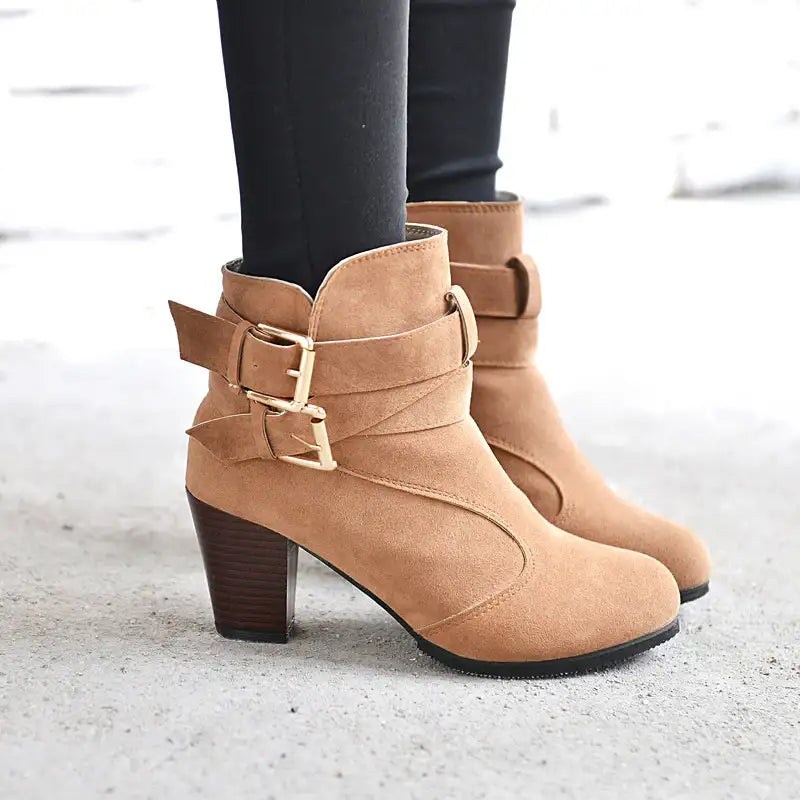 Damen High Heels Pumps – Leder, warm gefüttert, Herbst/Winter, Freizeit, knöchelhohe Stiefeletten - Damenmode online kaufen | Isabell Boutique