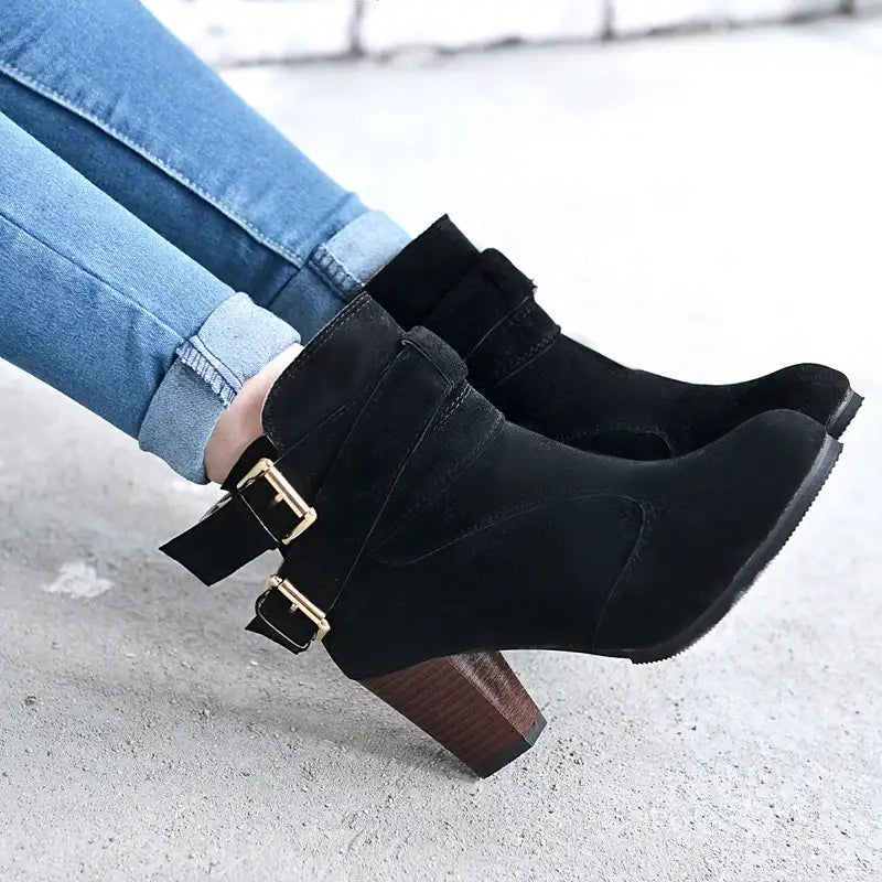 Damen High Heels Pumps – Leder, warm gefüttert, Herbst/Winter, Freizeit, knöchelhohe Stiefeletten - Damenmode online kaufen | Isabell Boutique