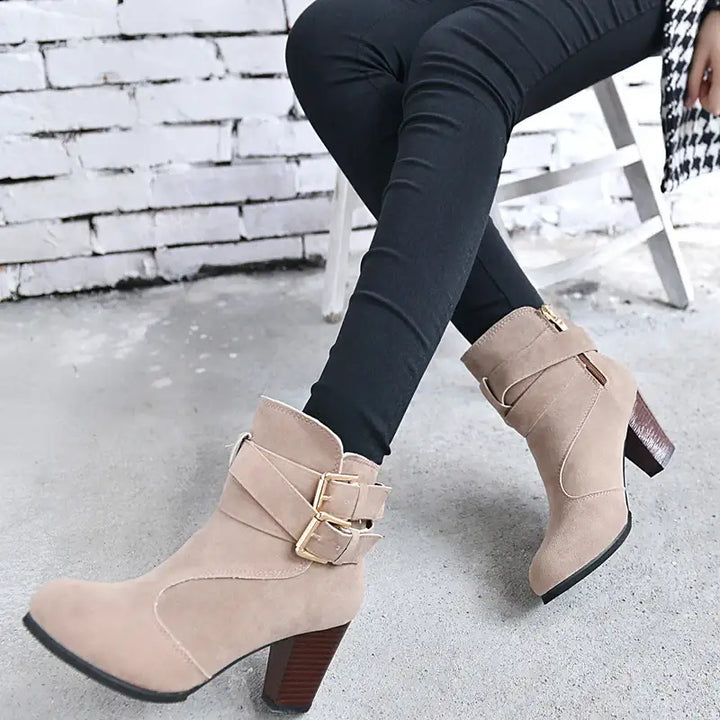 Damen High Heels Pumps – Leder, warm gefüttert, Herbst/Winter, Freizeit, knöchelhohe Stiefeletten - Damenmode online kaufen | Isabell Boutique