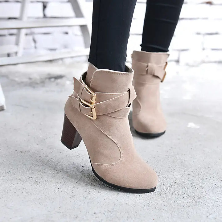 Damen High Heels Pumps – Leder, warm gefüttert, Herbst/Winter, Freizeit, knöchelhohe Stiefeletten - Damenmode online kaufen | Isabell Boutique