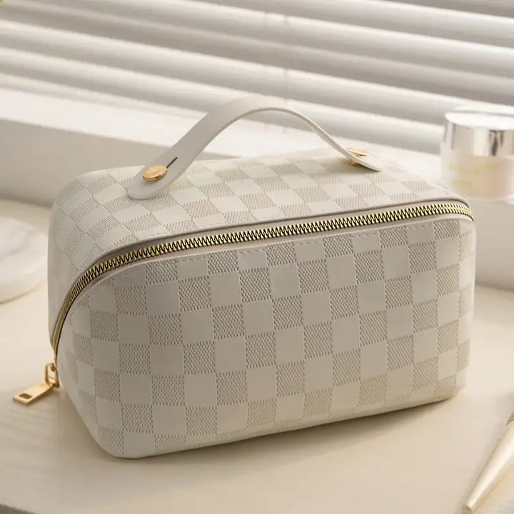 Karierte Damen Kosmetiktasche mit Großem Fassungsvermögen – Tragbar - Damenmode online kaufen | Isabell Boutique