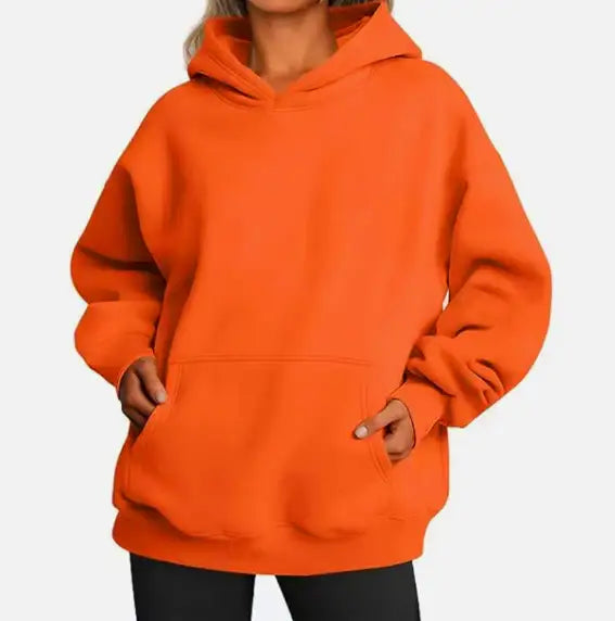 Damen Hoodie mit Taschen – Modisches Einfarbiges Oversize Sweatshirt mit Kapuze - Damenmode online kaufen | Isabell Boutique