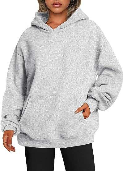 Damen Hoodie mit Taschen – Modisches Einfarbiges Oversize Sweatshirt mit Kapuze - Damenmode online kaufen | Isabell Boutique