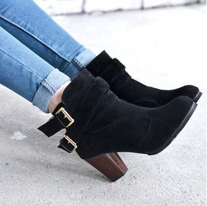 Damen High Heels Pumps – Leder, warm gefüttert, Herbst/Winter, Freizeit, knöchelhohe Stiefeletten - Damenmode online kaufen | Isabell Boutique