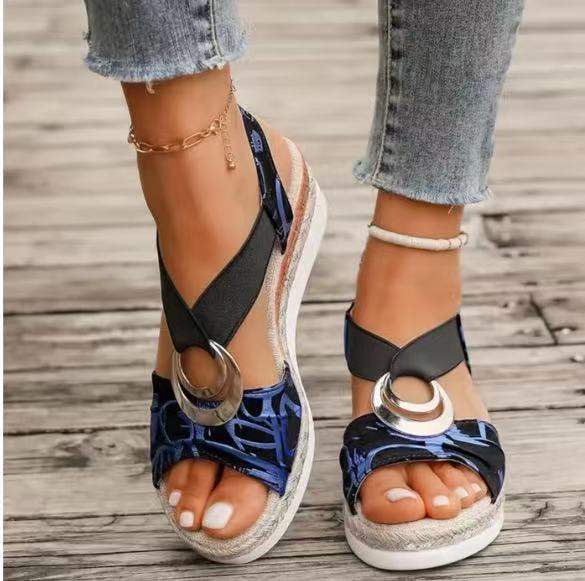 Damen Plateau-Keilsandalen im Römischen Stil mit Peep-Toe - Damenmode online kaufen | Isabell Boutique