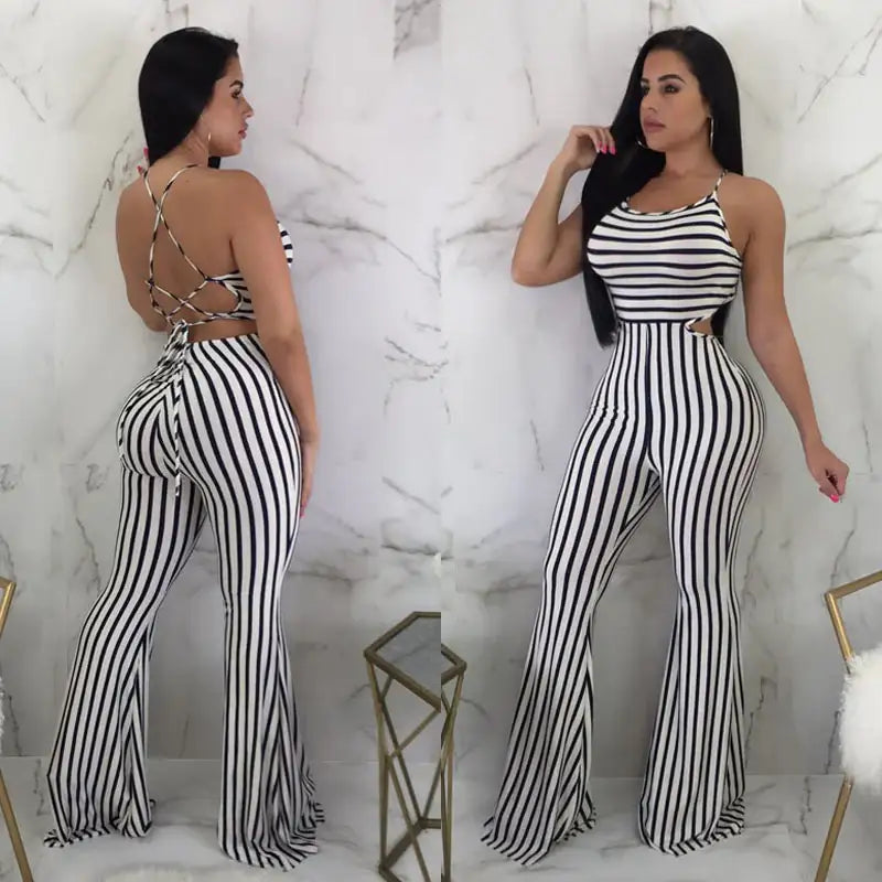 Gestreifter Damen Slim-Fit Jumpsuit - Damenmode online kaufen | Isabell Boutique