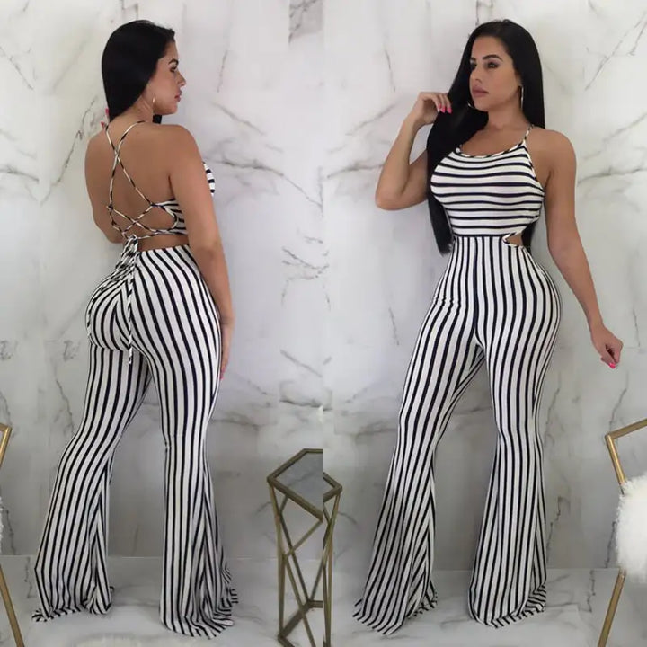 Gestreifter Damen Slim-Fit Jumpsuit - Damenmode online kaufen | Isabell Boutique