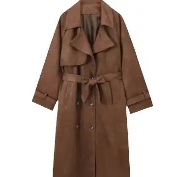 Damen-Trenchcoat im europäischen und amerikanischen Stil mit Doppelknopfleiste und Reverskragen - Damenmode online kaufen | Isabell Boutique