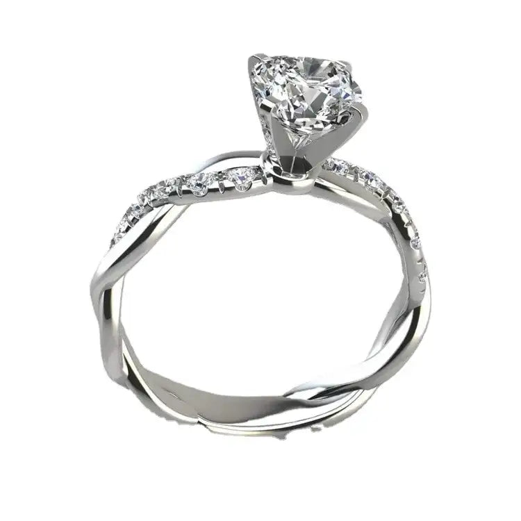 Mujing Jewelry S925 Silber Gedrehter Runder Verlobungsring - Damenmode online kaufen | Isabell Boutique