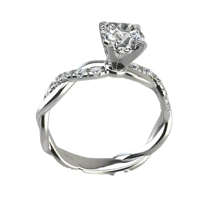 Mujing Jewelry S925 Silber Gedrehter Runder Verlobungsring - Damenmode online kaufen | Isabell Boutique