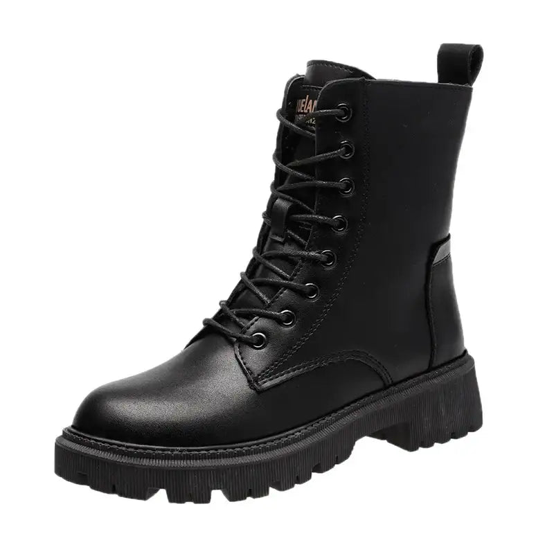 Schwarze Schnürstiefel mit Profilsohle, Damenmode bei IsabellBoutique030