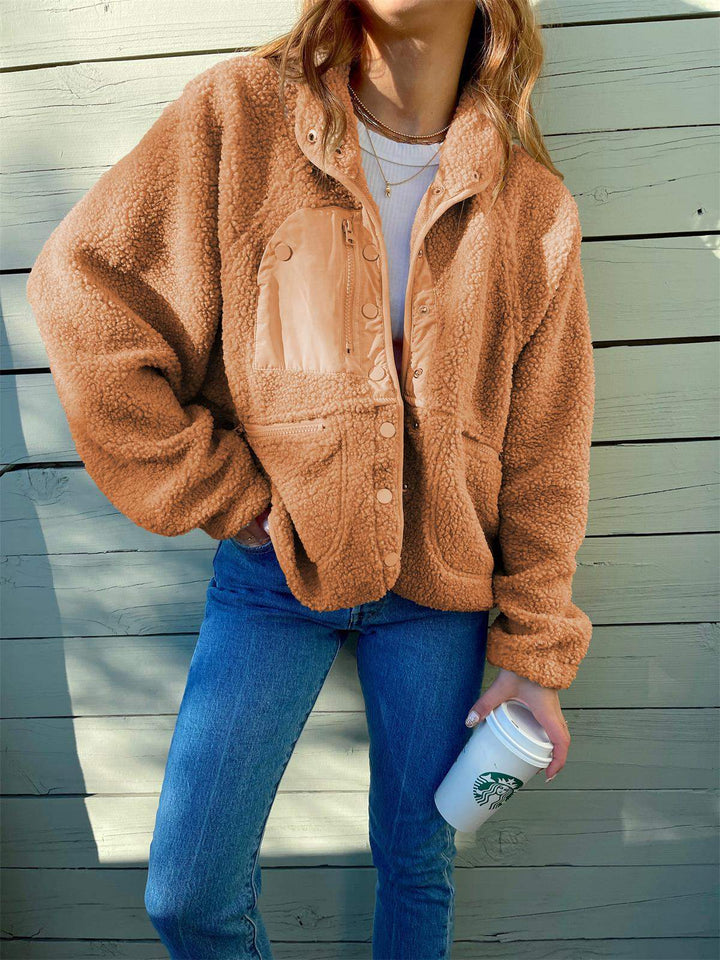 Oversize Teddy Jacke in Braun, Damenmode bei IsabellBoutique030