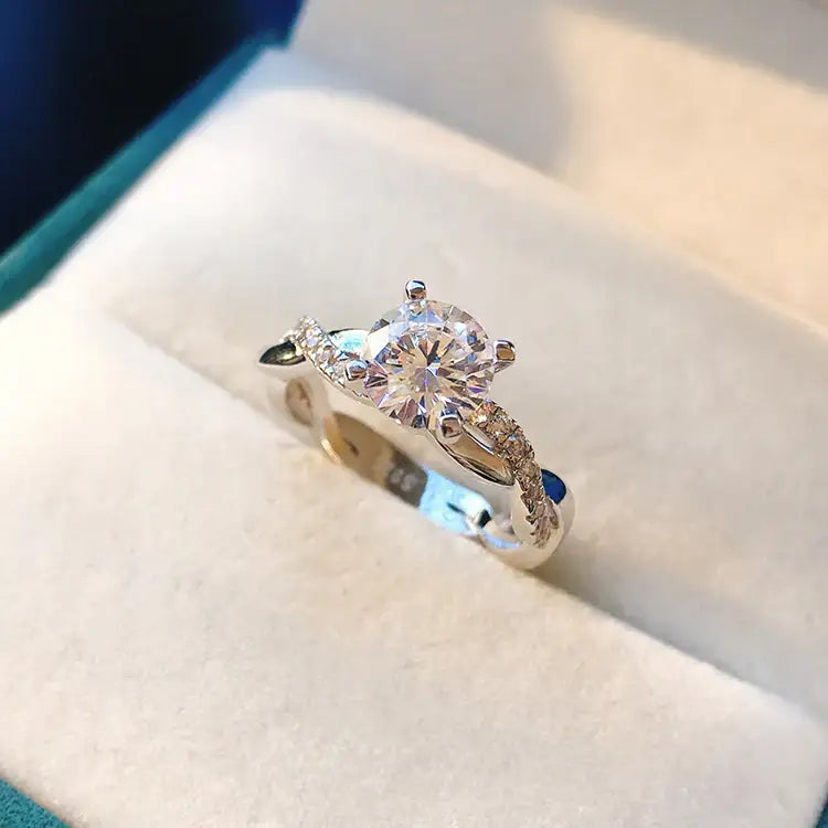 Mujing Jewelry S925 Silber Gedrehter Runder Verlobungsring - Damenmode online kaufen | Isabell Boutique