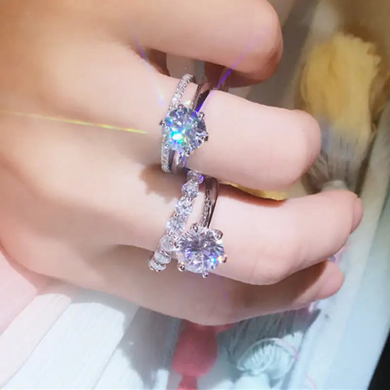 S925 Sterling Silber Solitär-Diamantring 123 Karat – Damen Verlobungs- und Ehering - Damenmode online kaufen | Isabell Boutique