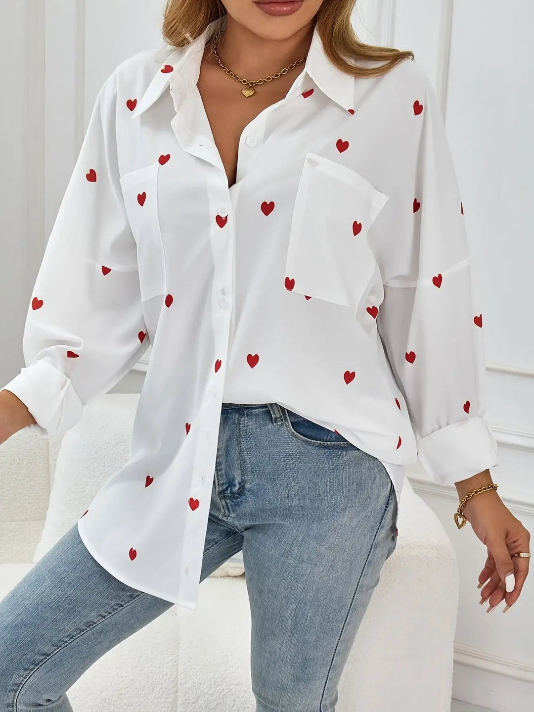 Lässige Damenbluse mit Love-Print in lockerem Schnitt für den Alltag - Damenmode online kaufen | Isabell Boutique