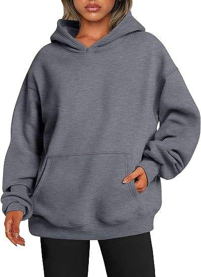 Damen Hoodie mit Taschen – Modisches Einfarbiges Oversize Sweatshirt mit Kapuze - Damenmode online kaufen | Isabell Boutique