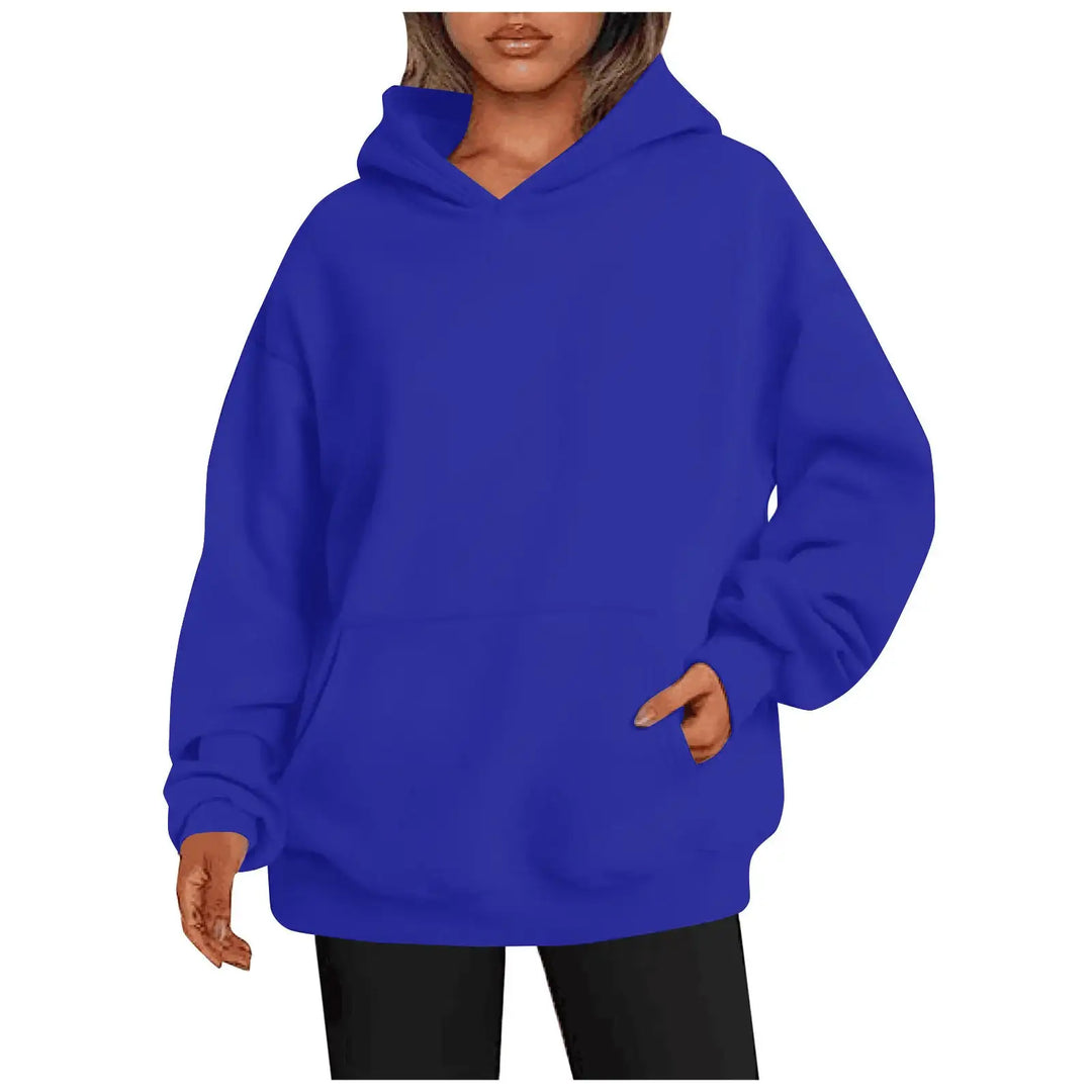 Damen Hoodie mit Taschen – Modisches Einfarbiges Oversize Sweatshirt mit Kapuze - Damenmode online kaufen | Isabell Boutique
