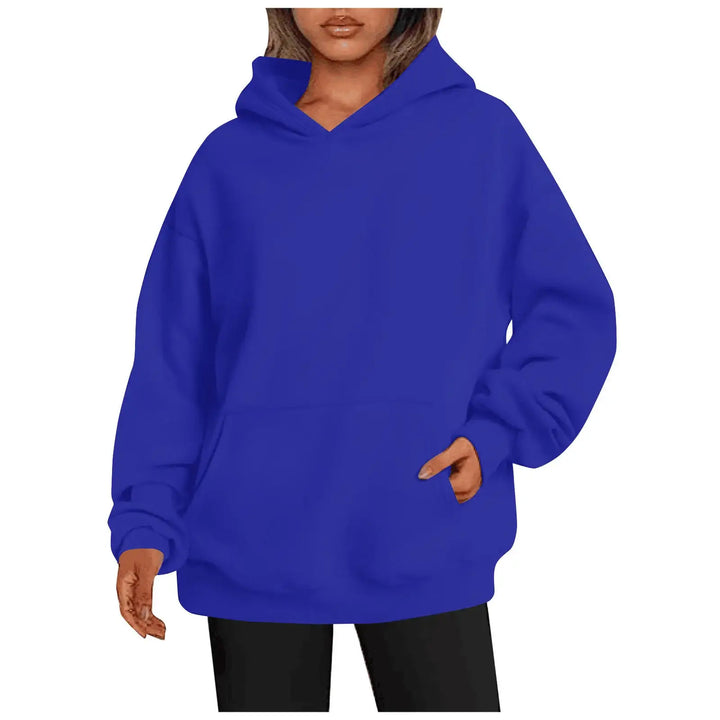 Damen Hoodie mit Taschen – Modisches Einfarbiges Oversize Sweatshirt mit Kapuze - Damenmode online kaufen | Isabell Boutique