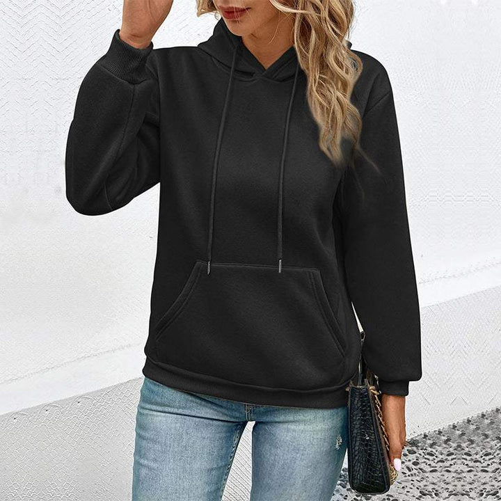 Grenzüberschreitender Langarm Hoodie in Unifarbe - Damenmode online kaufen | Isabell Boutique