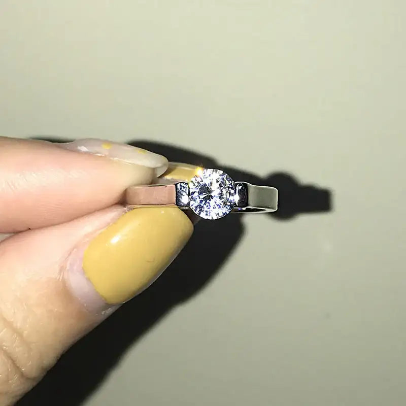 Ring mit rundem Diamanten, Silber, modisch, IsabellBoutique030
