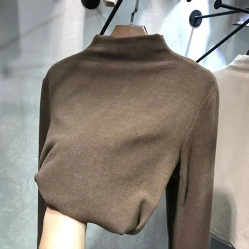 Braunes Rollkragenshirt, Langarm, Damenmode für IsabellBoutique030